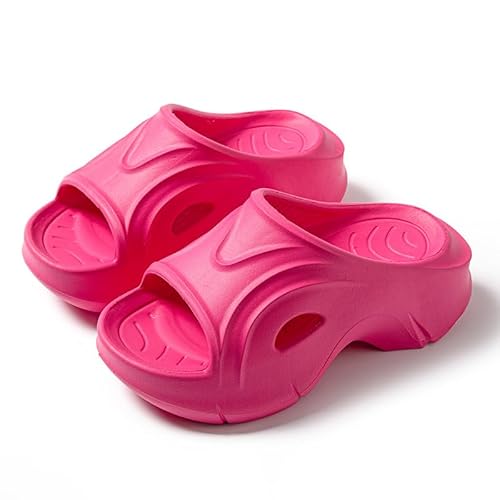 JinweiS Kissen-Hausschuhe für Damen und Herren, rutschfest, schnell trocknend, Bad-Sandalen, ultra gepolstert, dicke Sohle (Größe: 36–37, Rose) von JinweiS