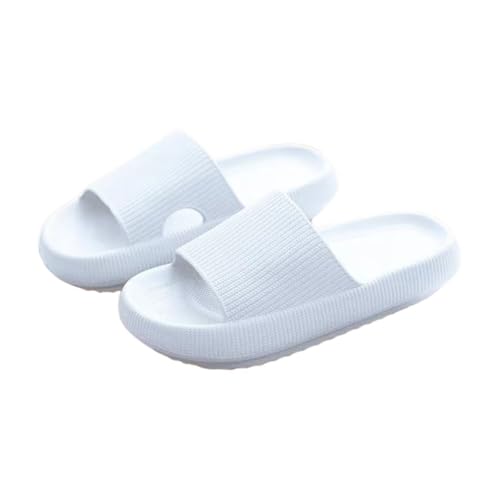 JinweiS Kissen-Hausschuhe für Damen und Herren, rutschfest, schnell trocknend, Bad-Sandalen, ultra gepolstert, dicke Sohle (Größe: 36–37, Weiß) 02 von JinweiS