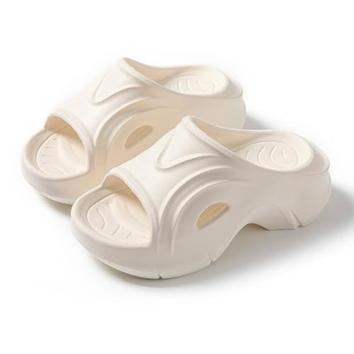 JinweiS Kissen-Hausschuhe für Damen und Herren, rutschfest, schnell trocknend, Bad-Sandalen, ultra gepolstert, dicke Sohle (Größe: 36–37, Weiß) 05 von JinweiS