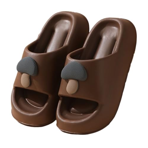 JinweiS Kissen-Hausschuhe für Damen und Herren, rutschfest, schnell trocknend, Bad-Sandalen, ultra gepolstert, dicke Sohle (Größe: 38–39, Braun) von JinweiS