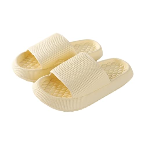 JinweiS Kissen-Hausschuhe für Damen und Herren, rutschfest, schnell trocknend, Bad-Sandalen, ultra gepolstert, dicke Sohle (Größe: 38–39, Gelb) 02 von JinweiS