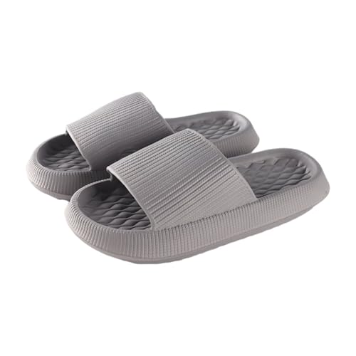 JinweiS Kissen-Hausschuhe für Damen und Herren, rutschfest, schnell trocknend, Bad-Sandalen, ultra gepolstert, dicke Sohle (Größe: 38–39, Grau) 01 von JinweiS