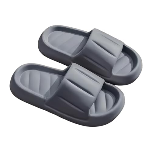 JinweiS Kissen-Hausschuhe für Damen und Herren, rutschfest, schnell trocknend, Bad-Sandalen, ultra gepolstert, dicke Sohle (Größe: 38–39, Grau) 04 von JinweiS