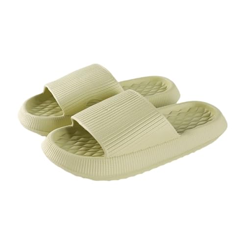 JinweiS Kissen-Hausschuhe für Damen und Herren, rutschfest, schnell trocknend, Bad-Sandalen, ultra gepolstert, dicke Sohle (Größe: 38–39, Grün) 03 von JinweiS