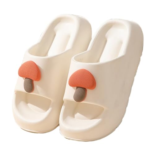 JinweiS Kissen-Hausschuhe für Damen und Herren, rutschfest, schnell trocknend, Bad-Sandalen, ultra gepolstert, dicke Sohle (Größe: 38–39, Weiß) 04 von JinweiS