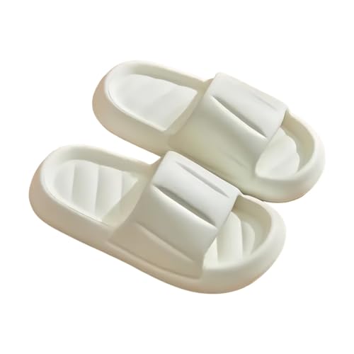 JinweiS Kissen-Hausschuhe für Damen und Herren, rutschfest, schnell trocknend, Bad-Sandalen, ultra gepolstert, dicke Sohle (Größe: 40–41, Weiß) 07 von JinweiS