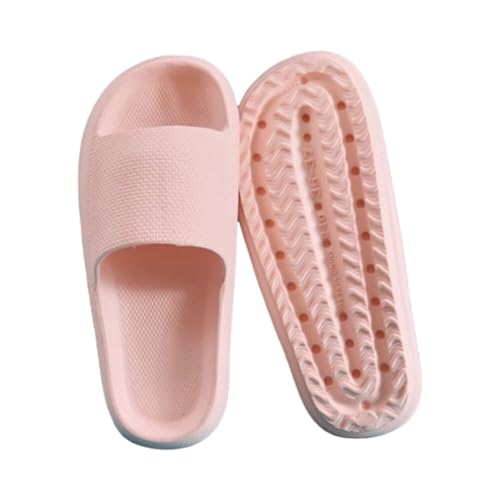 JinweiS Kissen-Hausschuhe für Damen und Herren, rutschfest, schnell trocknend, Bad-Sandalen, ultra gepolstert, dicke Sohle (Größe: 42–43, Rosa) 01 von JinweiS