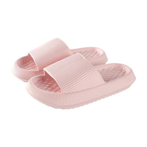 JinweiS Kissen-Hausschuhe für Damen und Herren, rutschfest, schnell trocknend, Bad-Sandalen, ultra gepolstert, dicke Sohle (Größe: 44–45, Rosa) 02 von JinweiS