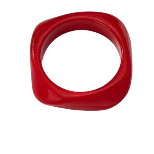 JinweiS Quadratischer Damen-Armreif aus Acrylharz, breit, geometrisch, unregelmäßig, Rot JinweiS Quadratischer Damen-Armreif aus Acrylharz, breit, geometrisch, unregelmäßig, Rot von JinweiS