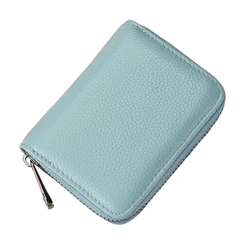 JinweiS RFID Blocking Leather Wallet - 14 Card Slots Accordion Style Zipper Card Case Women Credit Card Holder Large Capacity (Light Blue) von JinweiS
