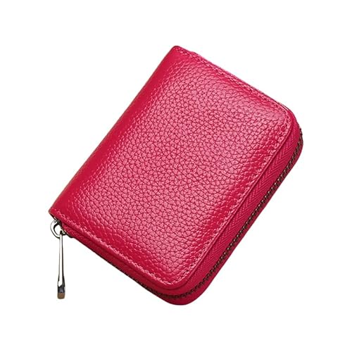 JinweiS RFID Blocking Leather Wallet - 14 Card Slots Accordion Style Zipper Card Case Women Credit Card Holder Large Capacity (Rose Red) von JinweiS