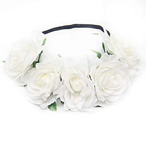 JinweiS Rosenkrone, Hochzeit, Festival, Haargirlande, Hochzeitshaarschmuck, Kopfschmuck (weiß) von JinweiS