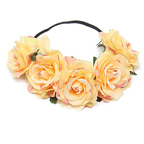 JinweiS Rosenkrone für Hochzeit, Festival, Haargirlande, Hochzeits-Kopfschmuck (Champagner) von JinweiS