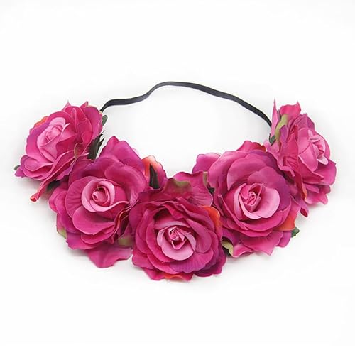 JinweiS Rosenkrone für Hochzeit, Festival, Haargirlande, Hochzeits-Kopfschmuck (Dunkelrosa A) von JinweiS