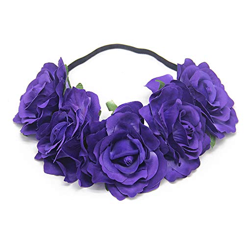 JinweiS Rosenkrone für Hochzeit, Festival, Haargirlande, Hochzeits-Kopfschmuck (dunkelviolett) von JinweiS