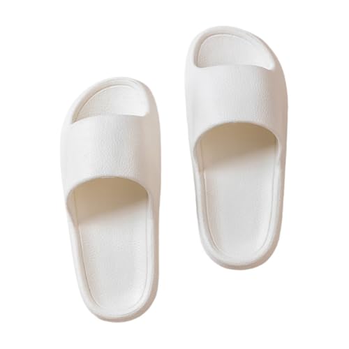 JinweiS Rutschfeste, schnell trocknende Duschpantoffeln für Damen und Herren, ultraweich, gepolstert, dicke Sohle, EVA-Hausschuhe, für den Innenbereich, Größe 42-43, Weiß, Menge: 1 Paar von JinweiS