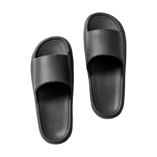 JinweiS Rutschfeste, schnell trocknende Duschpantoffeln für Damen und Herren, ultraweich, gepolstert, dicke Sohle, EVA-Hausschuhe, für den Innenbereich, Größe 44-45, Schwarz, Menge: 1 Paar von JinweiS