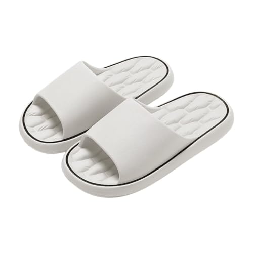 JinweiS Rutschfeste, schnell trocknende Duschpantoffeln für Damen und Herren, ultraweiche, gepolsterte dicke Sohle, bequeme Badeschlappen für den Heimgebrauch im Innenbereich (Größe 42–43, Grau) von JinweiS