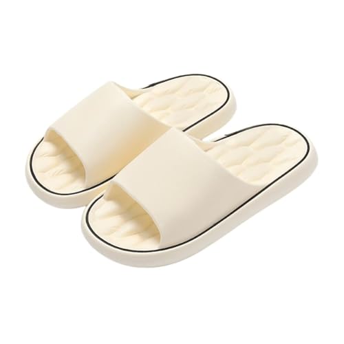 JinweiS Rutschfeste, schnell trocknende Duschpantoffeln für Damen und Herren, ultraweiche, gepolsterte dicke Sohle, bequeme Badeschlappen für den Innenbereich und zu Hause (Größe: 38–39, Weiß) von JinweiS