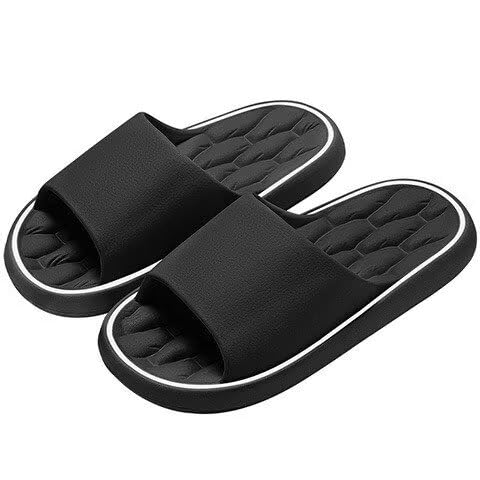 JinweiS Rutschfeste, schnell trocknende Duschpantoffeln für Damen und Herren, ultraweiche, gepolsterte dicke Sohle, bequeme Badeschlappen für den Innenbereich und zu Hause (Größe: 40–41, Schwarz) von JinweiS