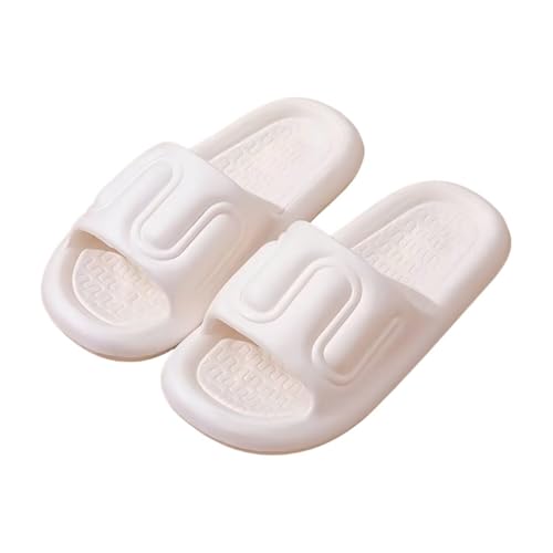 JinweiS Rutschfeste, schnell trocknende Duschsandalen für Damen und Herren – dicke Sohle, ultraweiches Kissen, EVA-geruchsfreies Design, für drinnen und draußen, Paar Hausschuhe (Größe 38–39, Weiß) von JinweiS