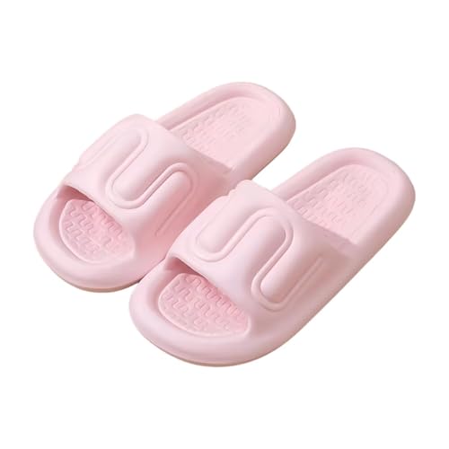 JinweiS Rutschfeste, schnell trocknende Duschsandalen für Damen und Herren – dicke Sohle, ultraweiches Kissen, EVA-geruchsfreies Design, für drinnen und draußen, Paar Hausschuhe (Größe: 36–37, Rosa) von JinweiS