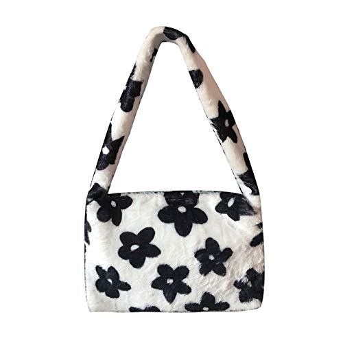 JinweiS Schultertasche aus Kunstfell, Hobo-Tasche, Blumen-Clutch, Plüsch-Handtasche für Damen und Mädchen, Unterarm-Geldbörse, Crossbody-Tasche JinweiS Schultertasche aus Kunstfell, Hobo-Tasche, Blumen-Clutch, Plüsch-Handtasche für Damen und Mädchen, Unterarm-Geldbörse, Crossbody-Tasche von JinweiS