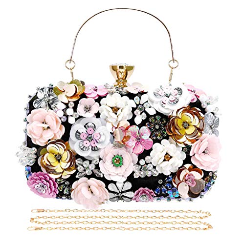 JinweiS Selighting Bunte Abendtasche mit Blumenmuster für Damen, formelle Perlen, Brautschmuck, Hochzeit, Abschlussball, Cocktail-Party, Handtasche JinweiS Selighting Bunte Abendtasche mit Blumenmuster für Damen, formelle Perlen, Brautschmuck, Hochzeit, Abschlussball, Cocktail-Party, Handtasche von JinweiS