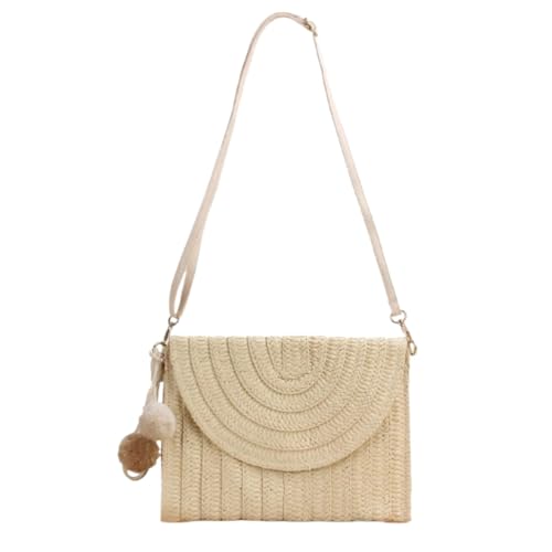 JinweiS Strohtasche für Damen, modische gewebte Tragetasche und Clutch, Mehrzweck-Umschlag-Geldbörse, lässiger Sommer, Strand, Beige JinweiS Strohtasche für Damen, modische gewebte Tragetasche und Clutch, Mehrzweck-Umschlag-Geldbörse, lässiger Sommer, Strand, Beige von JinweiS