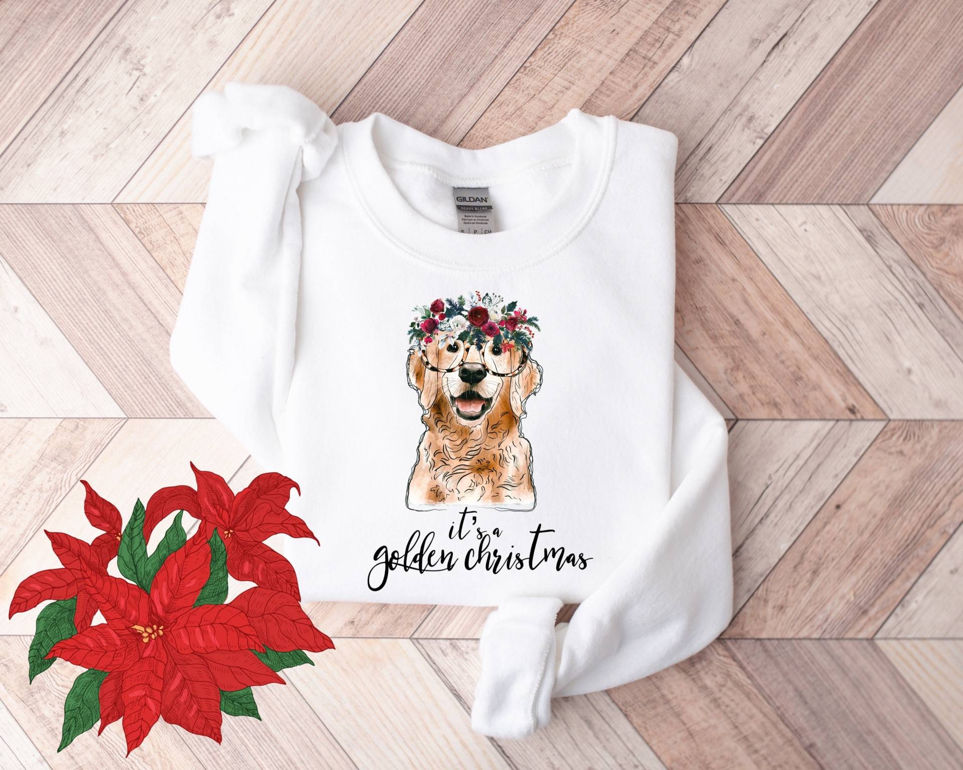 It's A Golden Christmas Unisex Sweatshirt, Sweatshirt, Golden Crew Neck, Mama Shirt, Daddy Shirt von JinxeyDesigns