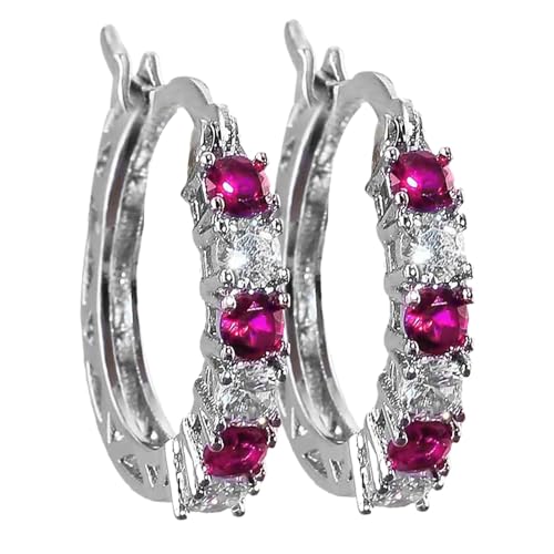 Jinyilwn Creolen Zirkonia Zirkonia Ohrringe Creolen | Creolen Anhänger Runde Ohrringe Anhänger Dekorative Ohrringe für Frauen Mädchen Mode Ohrringe, 説明を参照してください, Edelstahl, Siehe Beschreibung von Jinyilwn