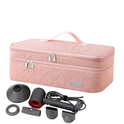 Tragetasche für Fön Haartrockner Organizer Reisetasche für Haarwerkzeuge Doppelschicht Haartrockner Halter Tragbare Organizer für Haarwerkzeuge Tasche, new pink, 15.75*5.91*5.51 inches, Siehe von Jinyilwn
