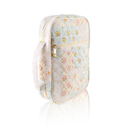 Bibelhülle mit Blumenmuster für Frauen, elegante und schützende Hülle mit Griff, inspirierendes Geschenk für Kirche, Studium und Reisen (Karomuster, M) von Jinzhenhong