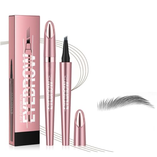 2025 Neu Magischer Augenbrauenstift, 3D Microblading, mit 4 Gabelspitzen, Wasserdichter Augenbrauenstift, Langanhaltenden Magischer Brow Pencil, Contour Pen Precise with 4 Tips(Graue) von Jiounie