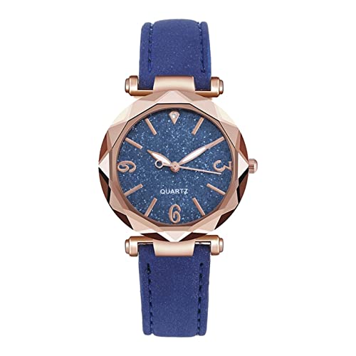 Jipersuo Damen Analog Quarz Armbanduhr Schlichte Damenuhr Damenuhr Mittelschüler Gürteluhr Unisex Analog Quarz Uhr (Blue, One Size) von Jipersuo