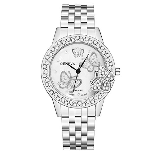 Jipersuo Damen-Armbanduhr MS Steel Watch Strip Luxuriöse Quarzuhr Analog 3D Damenuhr Unisex Analog Quarz Uhr (Silver, One Size) von Jipersuo