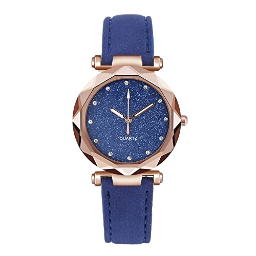 Jipersuo Damen Retro Armbanduhr Damen-Gürtelwaage Gepunktete kleine Uhr Sternuhr mattierter Punkt mit römischer Damenuhr Punktwaage Gürteluhr kleine Sternuhr Damen Armbanduhr Mode (Blue, One Size) von Jipersuo