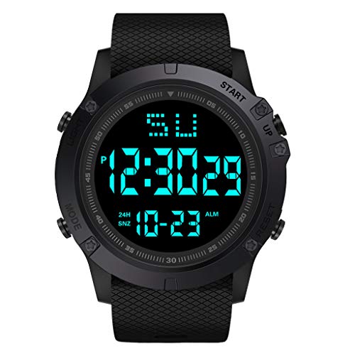 Jipersuo Digital-Art- Weisewasserdichte Datums-Quarz-Uhr-Militär-LED-Sport-Gummimann-Warnungs-Sport-Uhr Smart Sportuhren (Black, One Size) von Jipersuo
