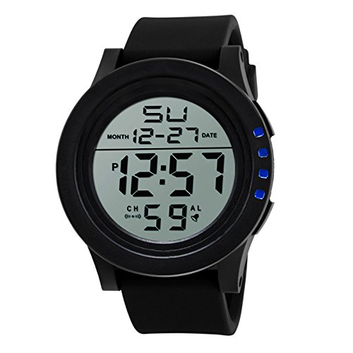 Jipersuo Digitale Quartz Sport LED-wasserdichte Herren-Modeuhr Herrenuhr Herrenuhren mit Chronograph (Blue, One Size) von Jipersuo