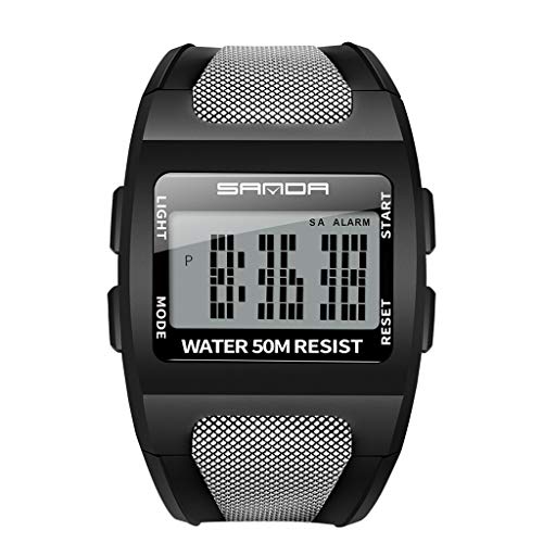 Jipersuo LED-Coole Mode-Multifunktions-breites Zifferblatt, einfarbige Digitale elektronische Uhr GPS-Sportuhren (White, One Size) von Jipersuo