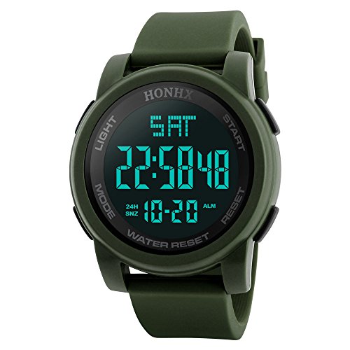 Jipersuo Mode Luxus-wasserdichte Herrenuhren Digital Sport LED-Datum Quarz Herrenuhr Herrenuhren mit LED-Display (Green, One Size) von Jipersuo