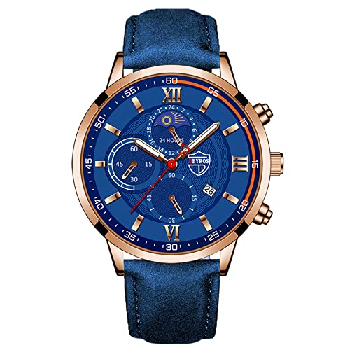 Jipersuo Mode Sport Herrengehäuse aus rostfreiem Stahl Lederarmband Andockuhr Goldene Herrenuhren (E, One Size) von Jipersuo