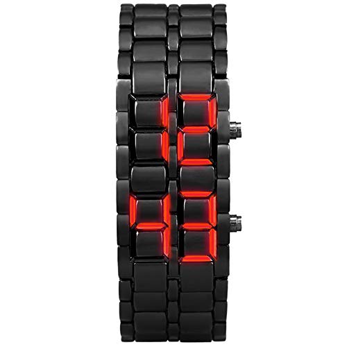 Jipersuo Uhr Eisenuhr Herren Lava-Samurais LED-Damenuhr Digital Kunststoffarmband Stunde Herrenuhr Miniature Herrenuhren (Black, One Size) von Jipersuo
