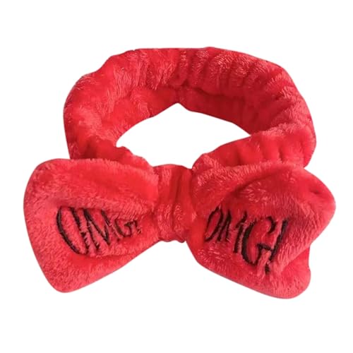 Letter OMG Haargummi Damen Schleife Gesicht Waschen Make-up Stirnband Haarschmuck Party Zubehör (Rot, Einheitsgröße) von Jipersuo