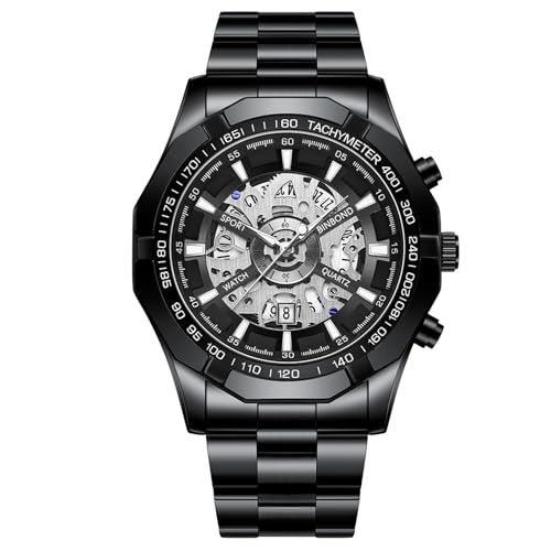 Luxuriöse Business-Quarzuhr für Männer, metallische Handwerkskunst, High-Tech, transparentes Zifferblatt, saphirähnliches Kristall-Skelett-Design, moderne Ästhetik, Quarzfunktion (A, 10X10CM) von Jipersuo