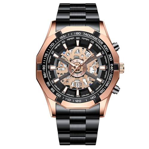 Luxuriöse Business-Quarzuhr für Männer, metallische Handwerkskunst, High-Tech, transparentes Zifferblatt, saphirähnliches Kristall-Skelett-Design, moderne Ästhetik, Quarzfunktion (E, 10X10CM) von Jipersuo