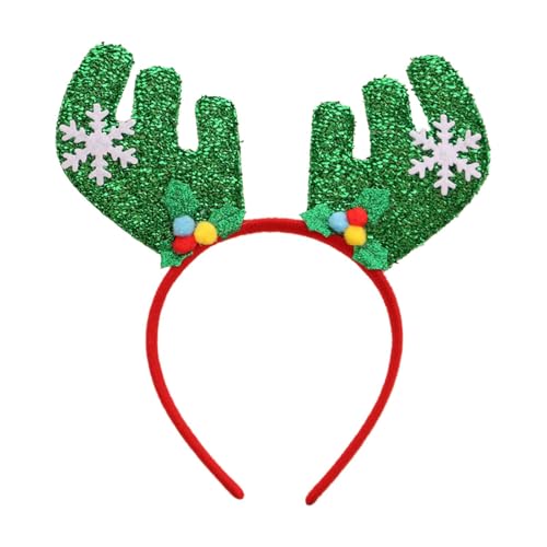 Weihnachts-Stirnband, Rentier und Stirnband, Ohr-Haarschmuck, Kinder-Anziehrequisiten, Party-Kostüm (grün, Einheitsgröße) von Jipersuo