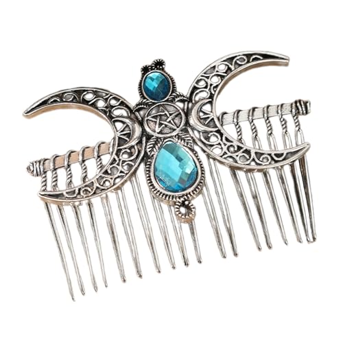 Anspruchsvoller Haarkamm mit grünen Halbmonden Steinen, vielseitiger Haarkamm für Hochzeiten und Partys von Jiqoe