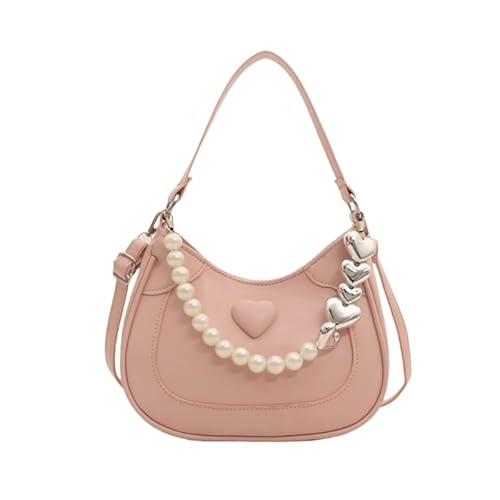 Damen Tasche im koreanischen Stil Umhängetasche PU Leder Umhängetasche Messenger Bag Einkaufstasche Perlen Handtasche Mode Achseltasche von Jiqoe