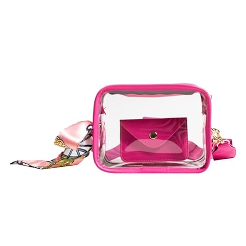 Durchsichtige Kuriertasche für Damen, passend zu Jelly Crossbody-Tasche, kleine Handygeldbörse, breiter Riemen, Schultertasche für Abschlussball, Party, hot pink von Jiqoe